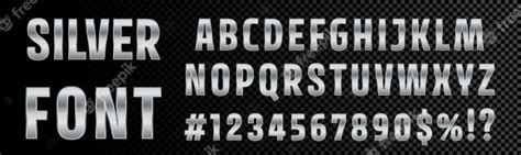 Premium Vector Silver Font Numbers And Letters Alphabet Typography