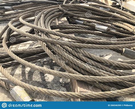 Coiled Steel Cables Of Lifting Machinery Crane Parts At Outdoor