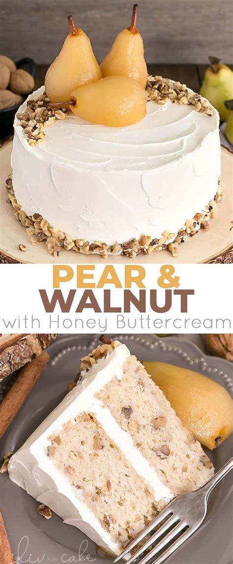 Fall Inspired Pear Walnut Cake With Honey Buttercream