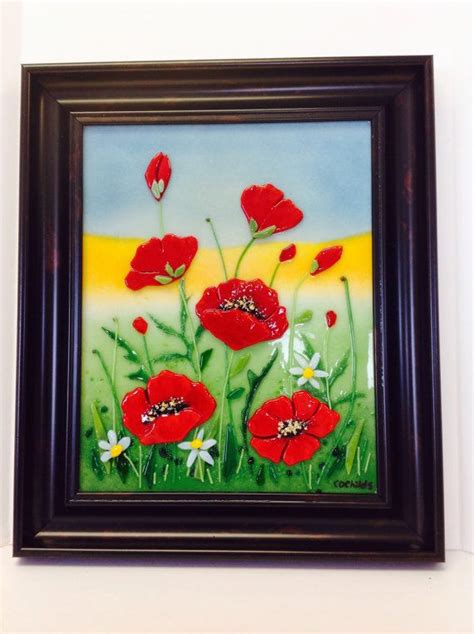 Fused Glass Painting Poppies Etsy
