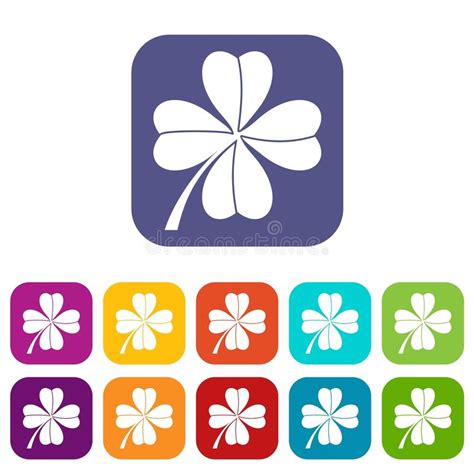 Four Leaf Clover Icons Set Stock Vector Illustration Of Green 96500896