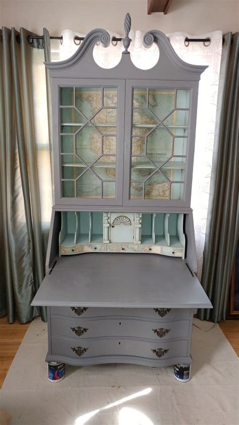 Only 1 available and it's in 1 person's cart. Vintage secretary desk with decoupaged 1943 map | Vintage ...