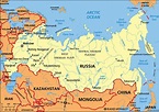 Mapa actual de Rusia - ruso Actual mapa (este de Europa - Europa)