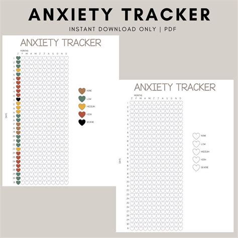 Anxiety Tracker Printable Tracker Habit Tracker Anxiety Etsy