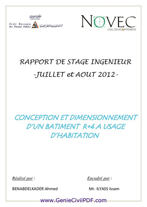 Pdf Rapport De Stage Ingenieur Batiment R4 Genie Civil Pdf