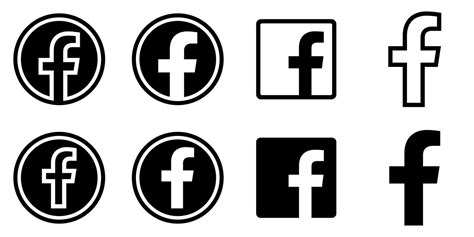 Facebook Logo Vector Set Collection Black Silhouette Shape