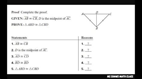 Complete Two Column Proof To Prove Triangle Congruency Sas Congruence