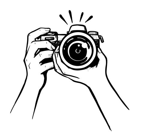 Woman Photographer With Camera Sketch Style 13215831 Vector Art At