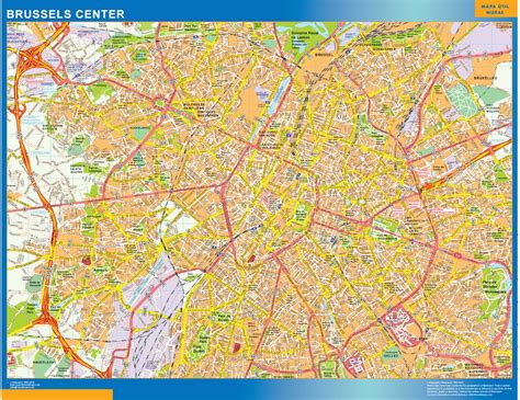 Brussels Downtown Wall Map Wall Maps Of Countries Of The World