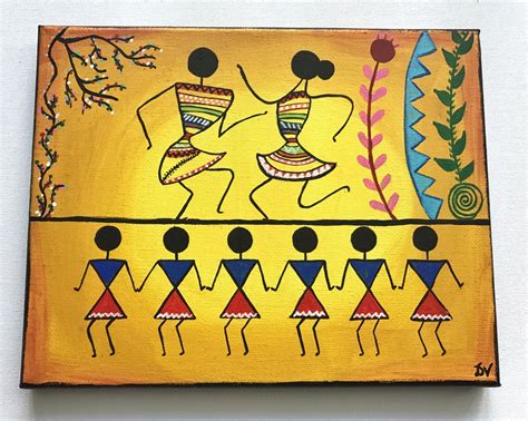 Colourful Warli Painting For Kids Download Free Mock Up
