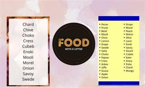 The Best List Of The 5 Letter Food Words Recipe N Tips