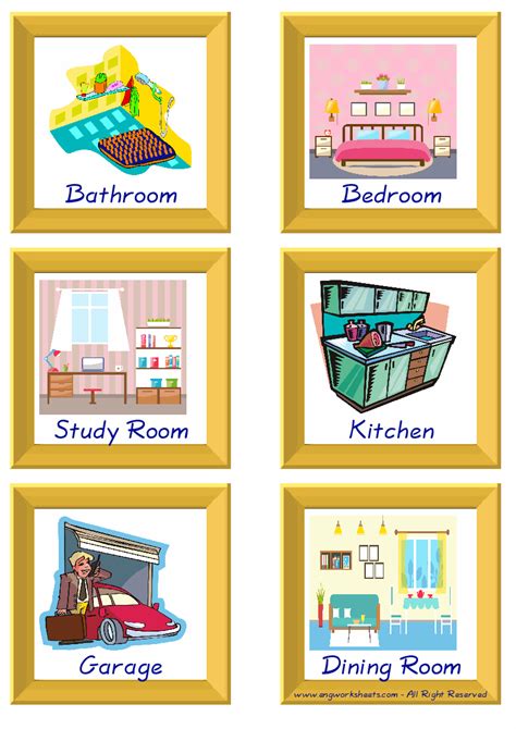 Rooms In The House English Worksheet For Kids Esl Printable Picture