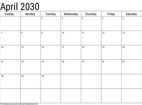 March 2030 Calendar Handy Calendars