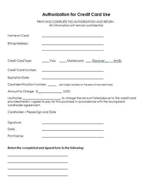 Copy of owner's id/ dp/pp must be submitted along with this form to ensure its validity. 5 Credit Card Authorization Form Templates - formats ...