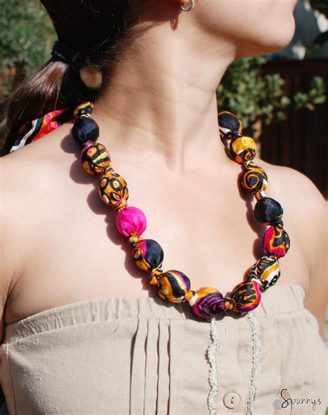 How To Make Beautiful Fabric Covered Bead Necklaces Spunnys