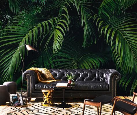 Custom Tropical Foliage Abstract Vinyl Wallpaper Exclusive Design