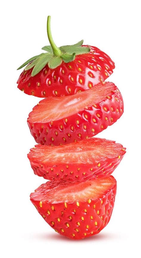 Strawberry Slices Flying In The Air Stock Image Image Of Freshness