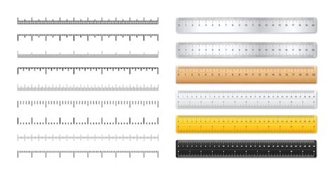 Premium Vector Realistic Metal And Plastic Rulers Measurement Scales