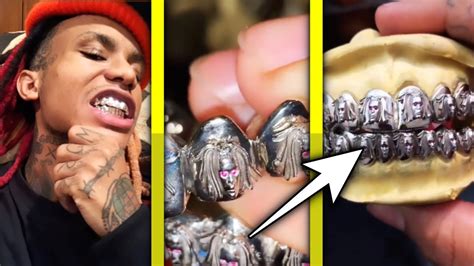 Lil Gnar Shows Off His Crazy Platinum Grill Youtube