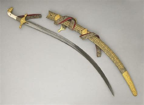 Shamshir Sword With Scabbard Dated Late 17th Century Blade 1st