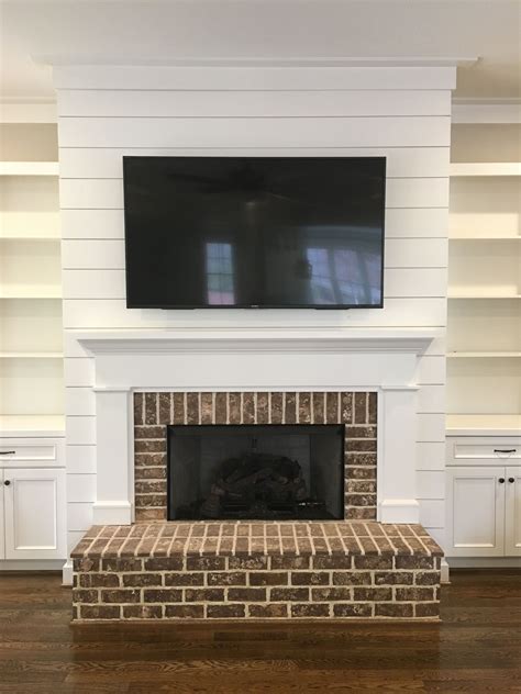 Brick Shiplap Fireplace Fireplace Design Fireplace Tile Fireplace