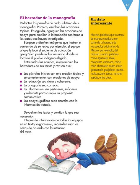 Libro para el alumno grado 4° libro de primaria. Español Cuarto grado 2016-2017 - Online - Página 45 de 160 - Libros de Texto Online