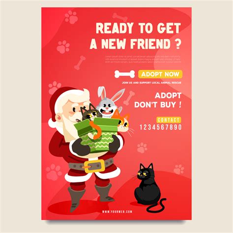 Fun Pet Adopt Santa Paws Poster 4409884 Vector Art at Vecteezy