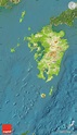 Physical Map of Kyushu, satellite outside