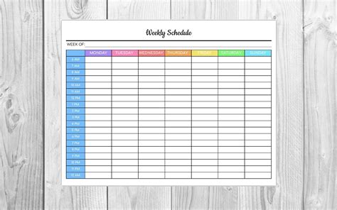 Weekly Schedule Editable Pdf Colorful Hourly Schedule Printable