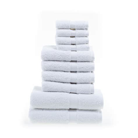 900 Gsm Egyptian Cotton Solid 10 Piece Towel Set White