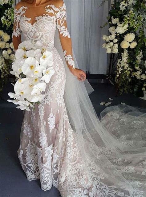 High quality soft, smooth, comfortable chiffon fabric. Sexy Scoop Backless Long Sleeves Lace Mermaid Wedding ...