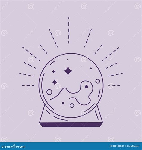 Glowing Crystal Ball, Magic Symbol with Stars Stock Illustration
