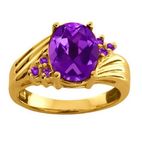 178 Ct 9x7mm Oval Natural Purple Amethyst 18k Yellow Gold Ring Modern