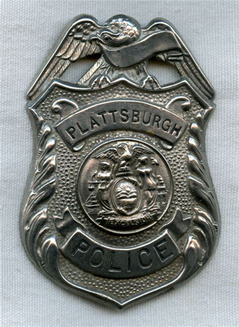 1890s Early 1900s Plattsburgh New York Police Badge Flying Tiger