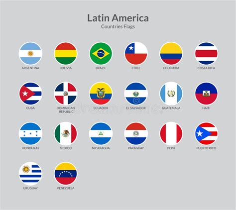 Latin American Countries Flag Icons Collection Stock Vector