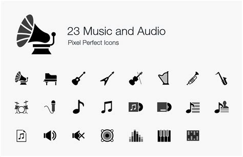 Music And Audio Icons Symbol Sign Pictogram In Vector Eps Png Etsy