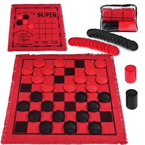 Buy Giant Checkers Board Games 3 In 1 Tic Tac Toe Board Game With 24