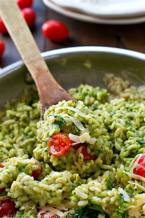 Parmesan Pesto Risotto With Cherry Tomatoes