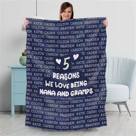 Personalized Grandma Blanket Grandkids Names Blanket Custom Etsy