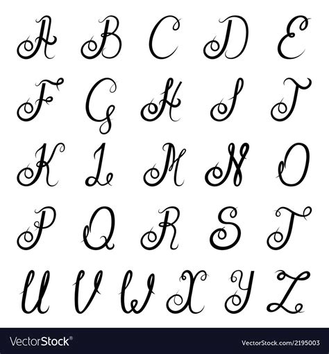 Calligraphy Alphabet Black Royalty Free Vector Image