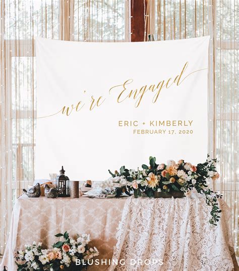 We're Engaged Backdrop, Engagement Party Photo Backdrop | Engagement