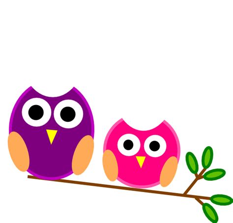 Big And Little Pink And Purple Owls Clip Art At