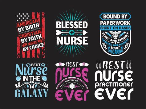 Nurses practitioner typographic saying design bundle. 5623707 Vector