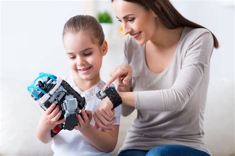Mother Her Daughter Playing Robot Stock Photos Free And Royalty Free