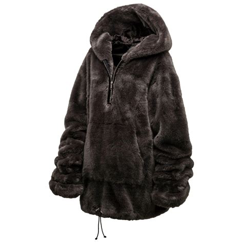 Lyst Puma Half Zip Pullover Faux Fur Hoodie In Gray