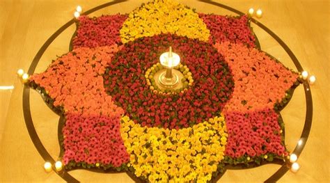 Diwali Flower Decoration Ideas Flower Rangoli Designs For Deepavali