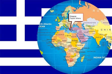 Big Size Detailed Greece Map And Flag Travel Around The World