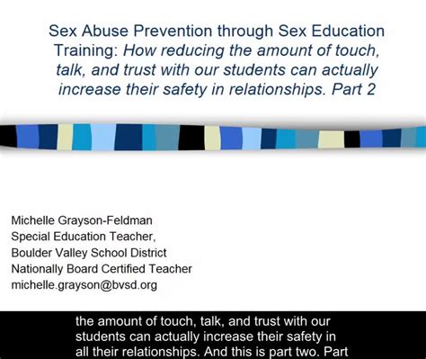 Sex Abuse Prevention Through Sex Education Training Part 2 Mediahub University Of Nebraska