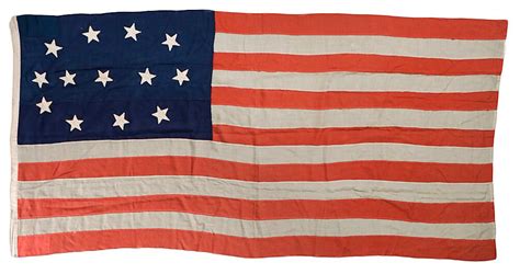 Thirteen Star American Flag Hand Sewn Height 51 Length 10