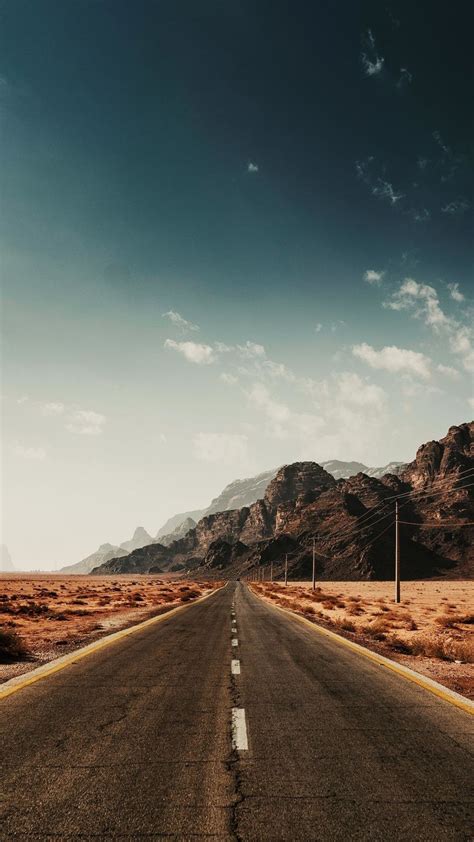Landscape Highway Lone Road Sky 1080x1920 Wallpaper Landscape